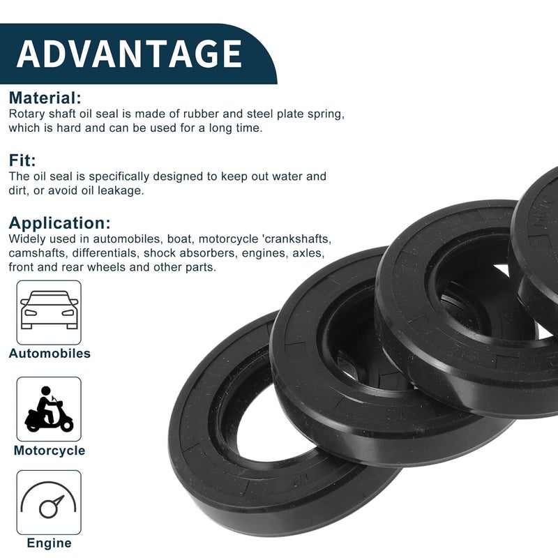 TUCKBOLD Universal Oil Seal TC Double Lip W Steel Spring Seal Ring Rotary Shaft Seal 35x62x12mm High Pressure NBR Rubber Black 5 Pcs - Image 4